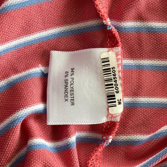 Peter Millar Men's XL Striped Shirt Blue White and Peach Embroidered Golf Logo - Picture 7 of 10
